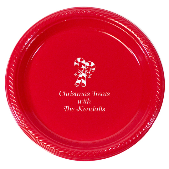 Personalized Candy Cane Plastic Plates